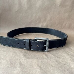 Timberland Black Nubuck Leather 1.5” wide Belt with Topstitch Detail. Size 32